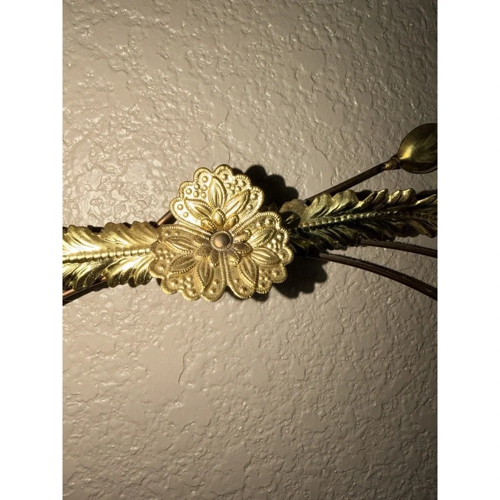 Vintage MCM Brass Wheat Wall Art 16